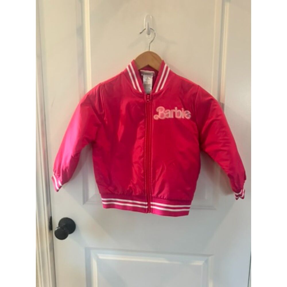 Barbie Pink Puffer Bomber Jacket Girls Size 6